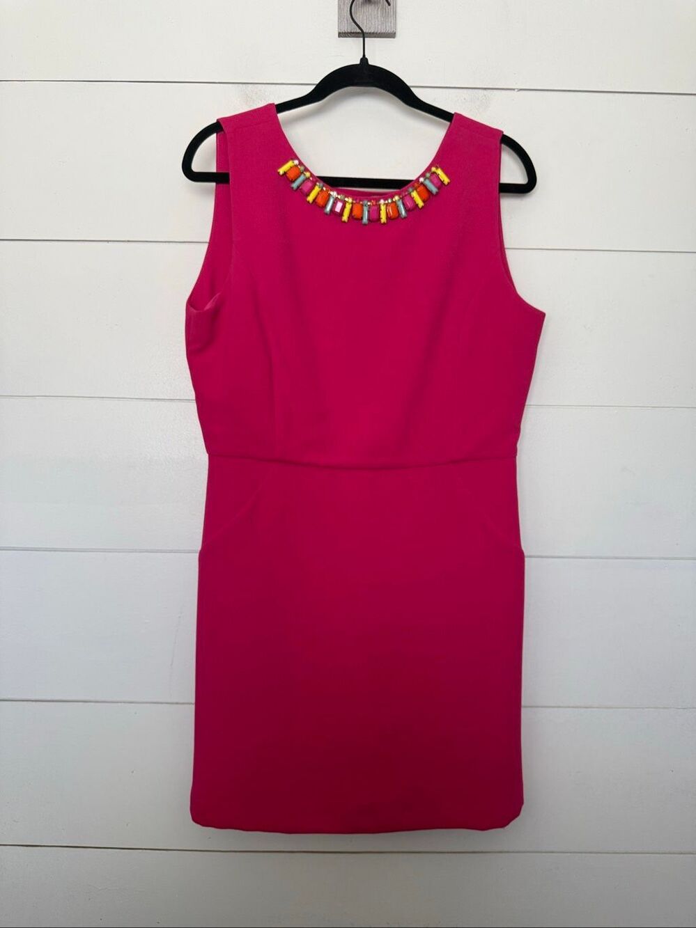 Gibson Latimer Women’s Large Hot Pink Beaded Sheath Dress Career Office Core